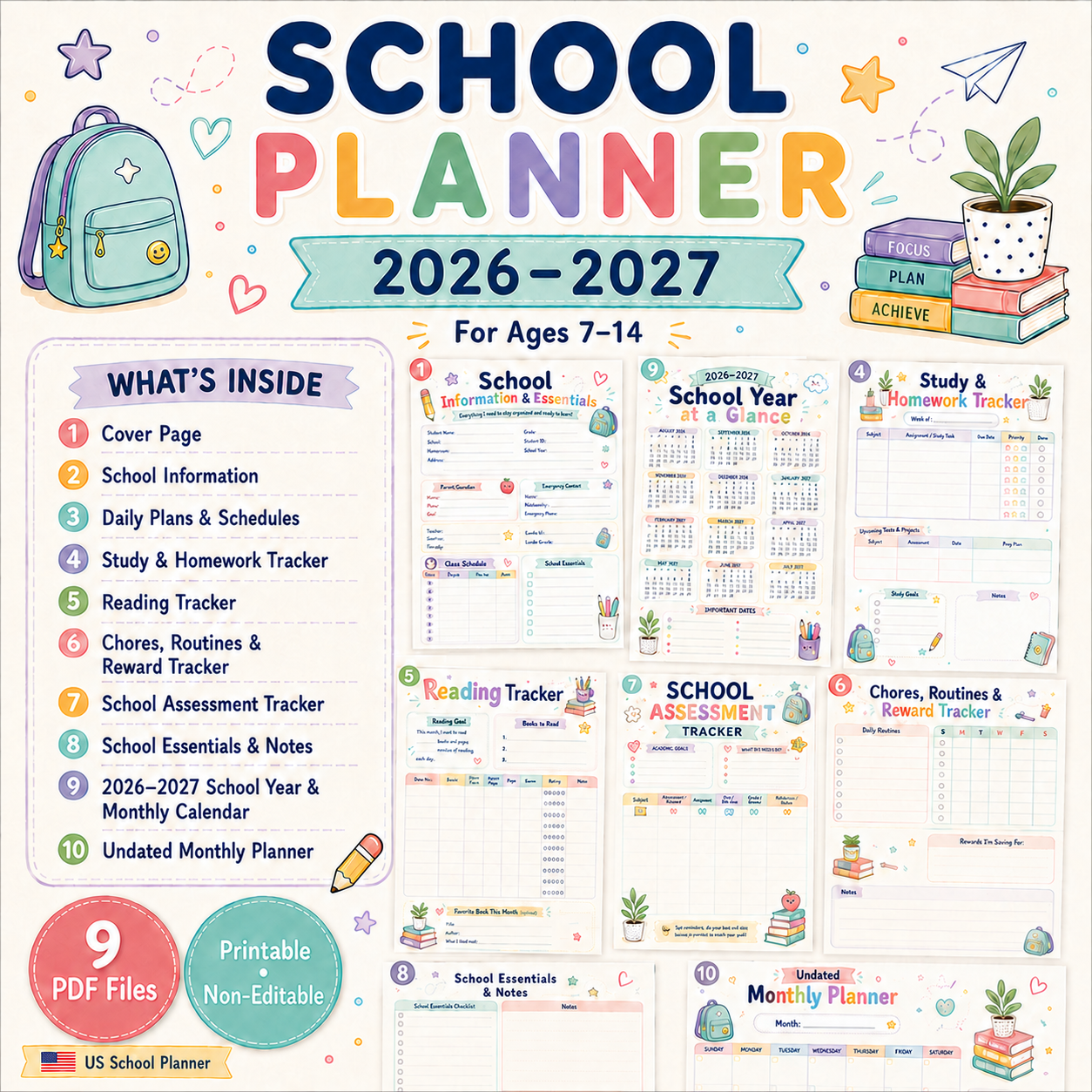 School Planner 2026-2027 - Ages 7-14