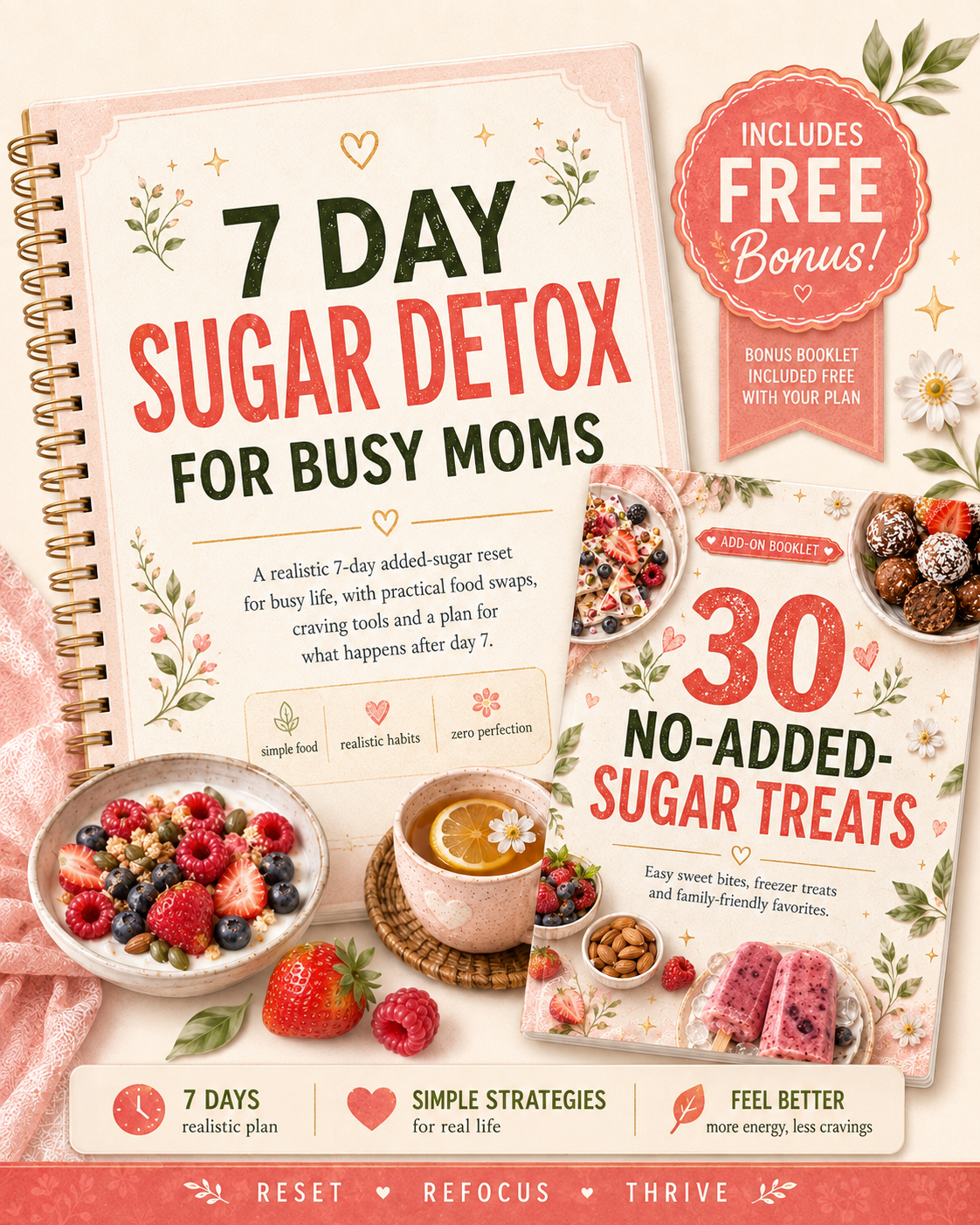 7 Day Sugar Detox For Busy Moms + 30 No Added Sugar Treats FREE